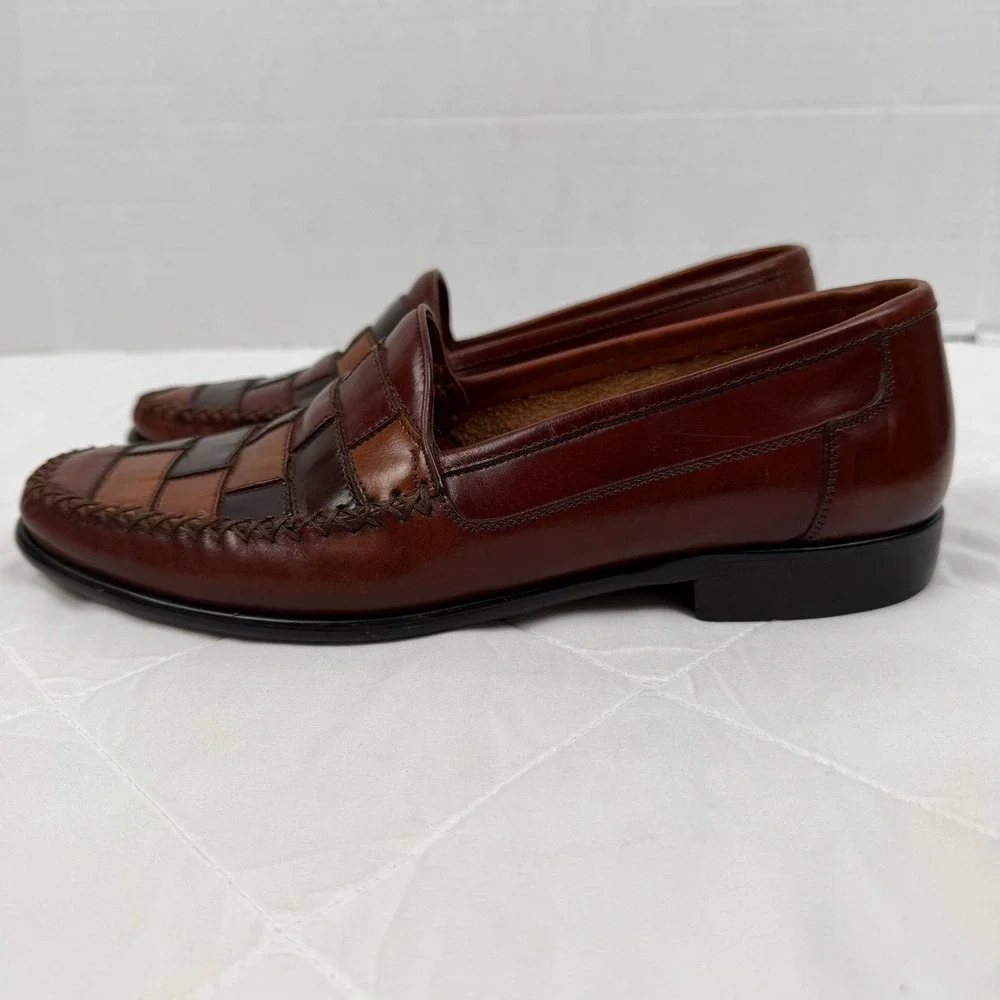 Vintage 90s Giorgio Brutini Men 9.5D Patchwork Leather Loafers Brazil
